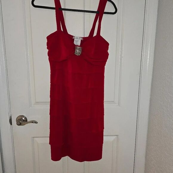 Red Christmas Valentines Cocktail Party Dress L - Picture 1 of 3